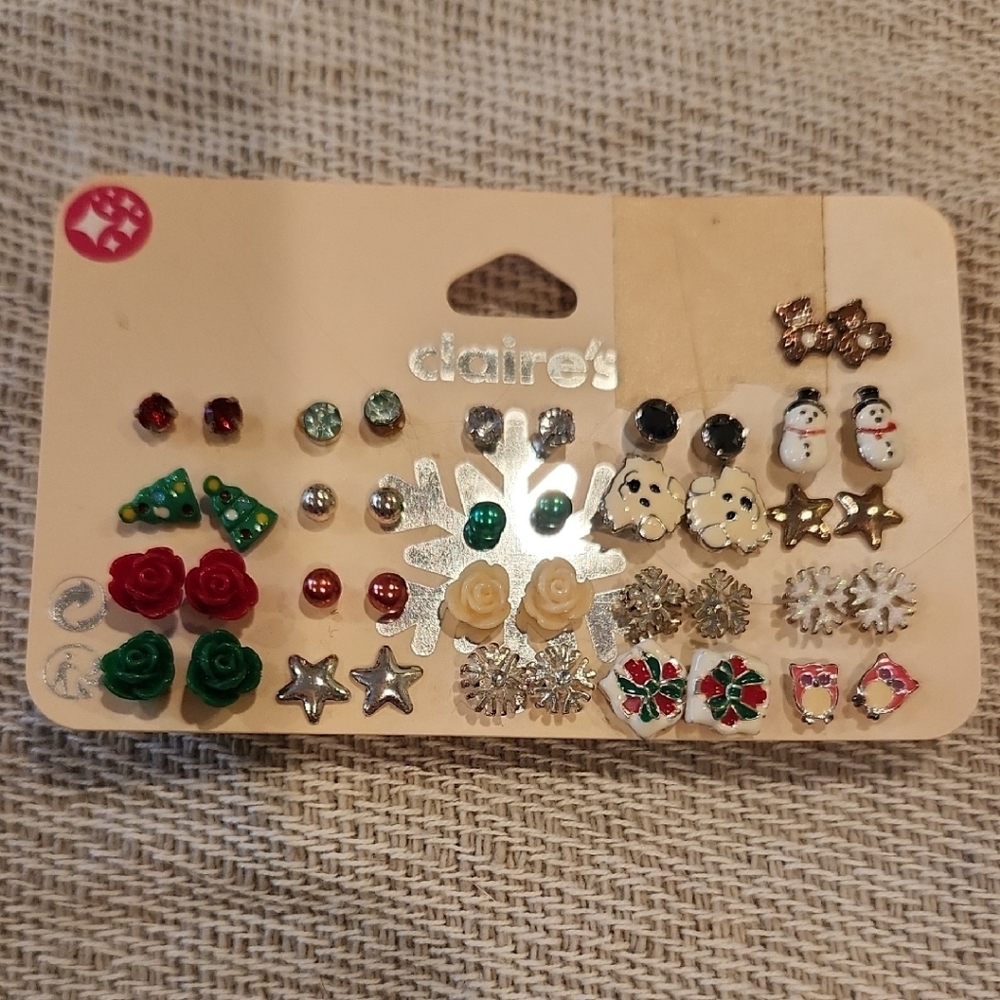 Claire's Holiday Earring Collection - Red, Green, Gold, Silver